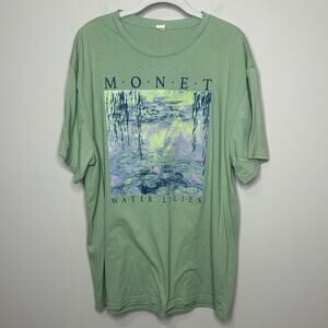 Claude Monet Green Water Lilies Graphic T-Shirt Unisex Gildan Size XL